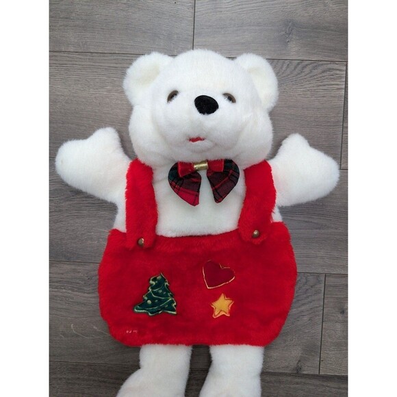 Vtg 3D Mouse Plush with Pouch Christmas Stocking White/Red 21" - Picture 1 of 3